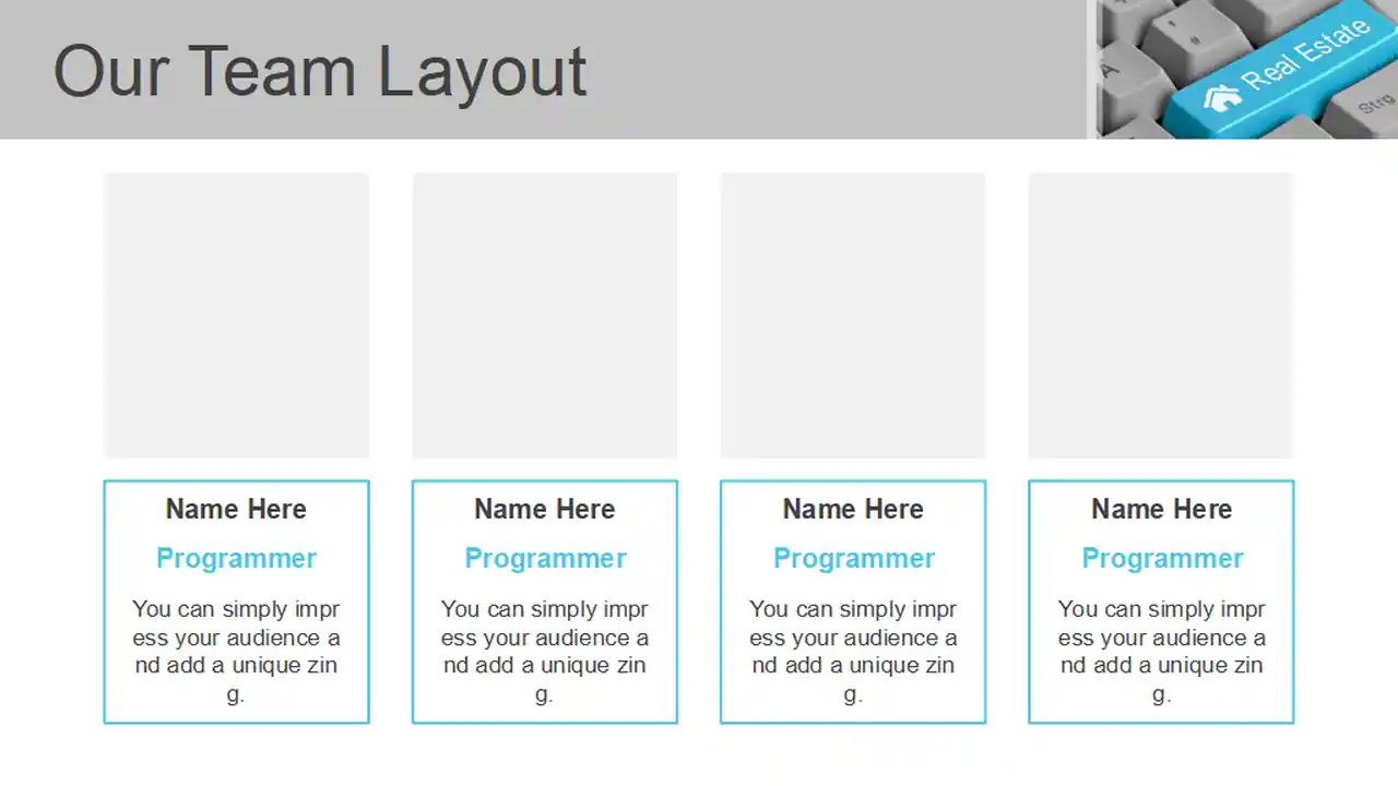 Real Estate Icons on Computer Keyboard PowerPoint Template
