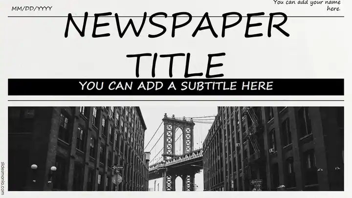 Newspaper style Canva, Google Slides and Ppt presentation template.