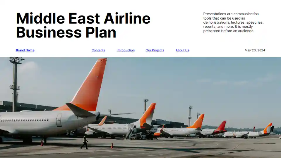 Middle East Airline Business Plan Slides