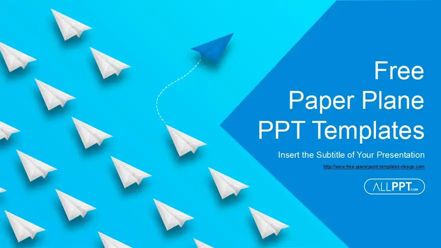 Blue Unique Paper Plane PowerPoint Templates