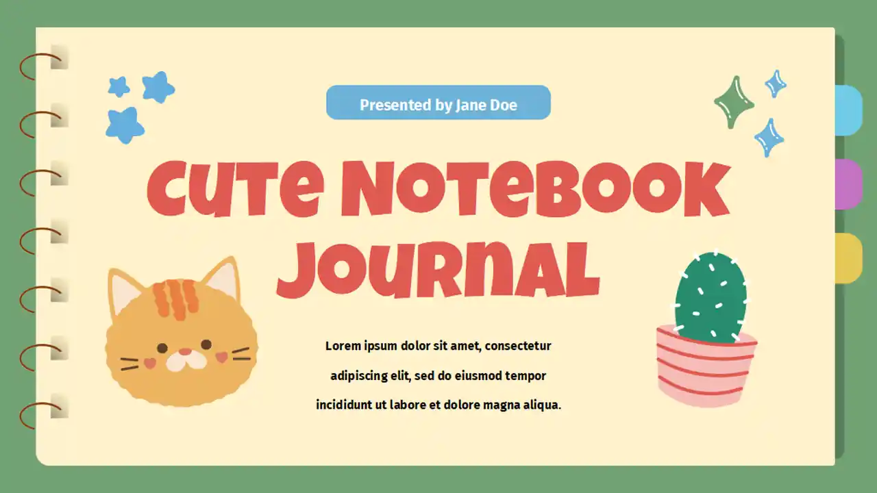 Cute Cat Illustrated Journal Slides