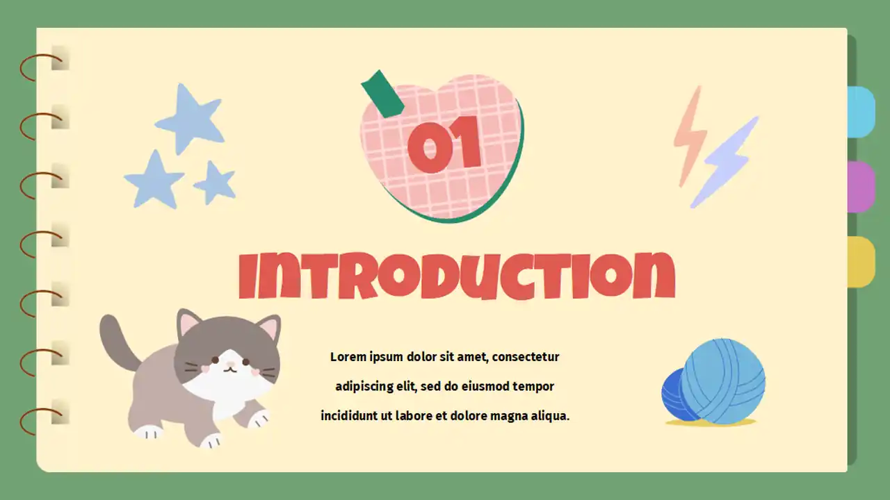 Cute Cat Illustrated Journal Slides