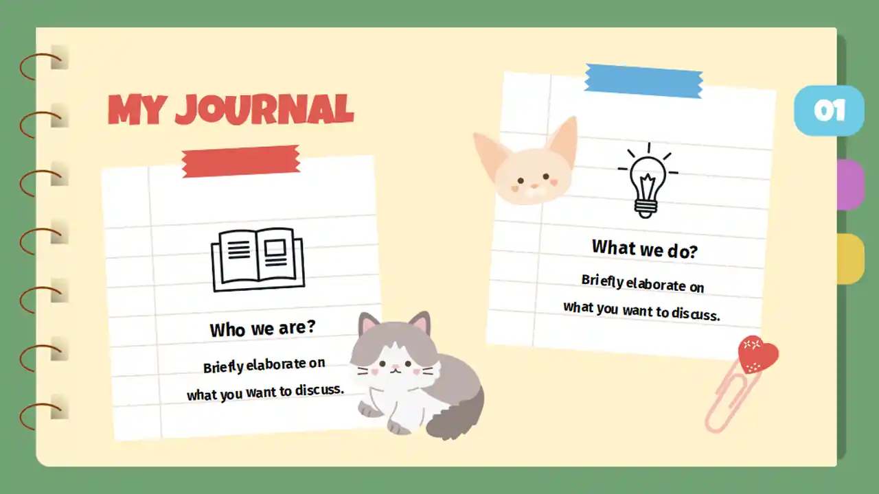 Cute Cat Illustrated Journal Slides