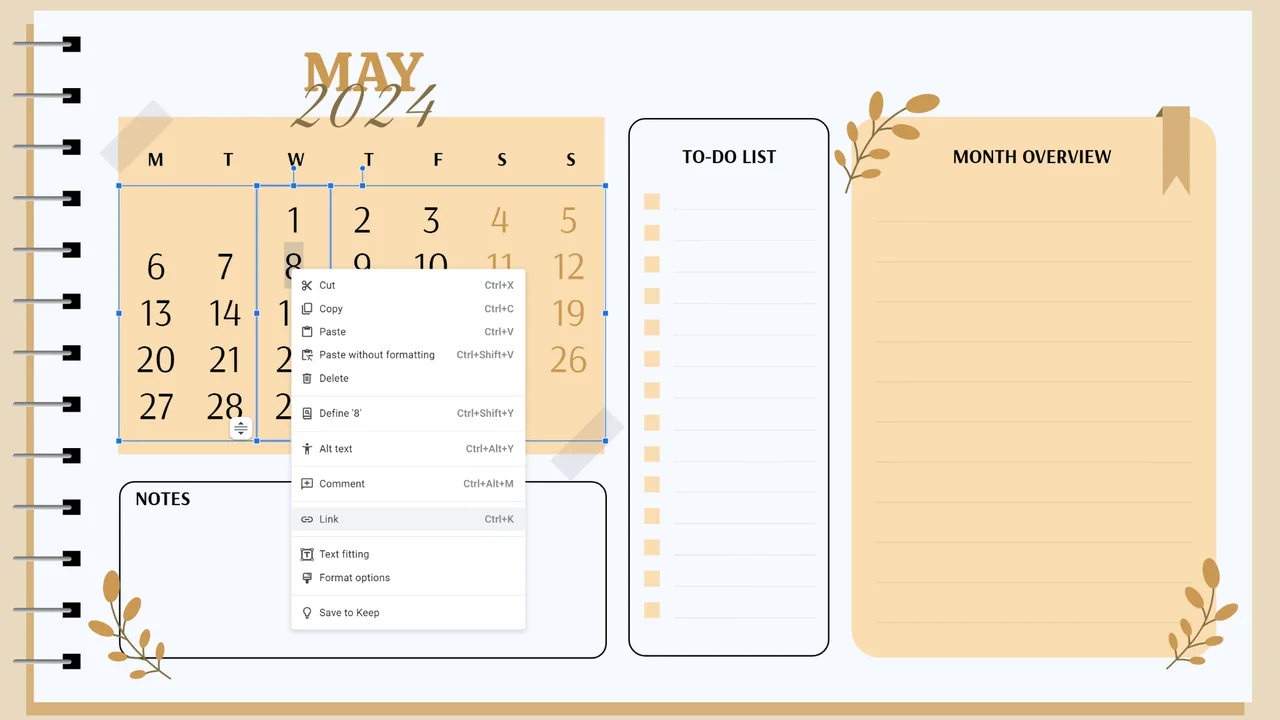 Daily and monthly planner free template.