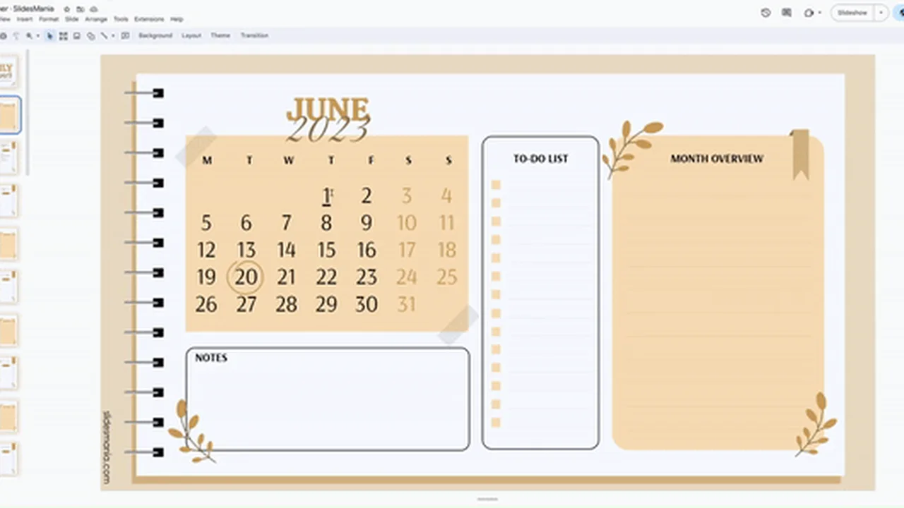 Daily and monthly planner free template.