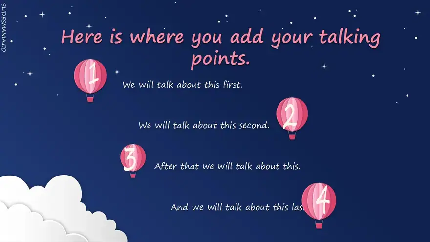 Etienne, cute slides with animated bubblegum pink hot air balloons.