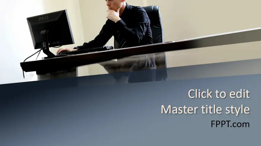 Free Man Working at Desk PowerPoint Template
