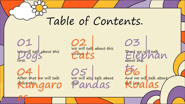 Groovy slides. A 70’s kind of template.