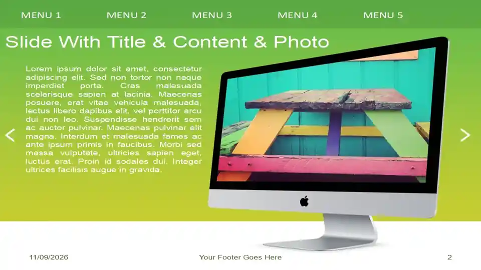 iMac With Green Background PowerPoint Template